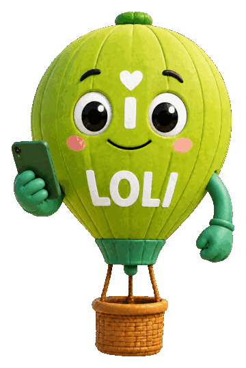 Loli, das Ballon-Maskottchen, unterstützt beim Vorbereiten des Vorschlags.